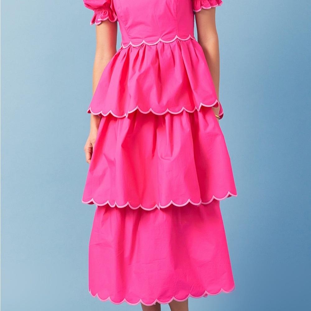 English Factory Pink Tiered Maxi Dress with Puff Sleeves - Picture 5 of 5